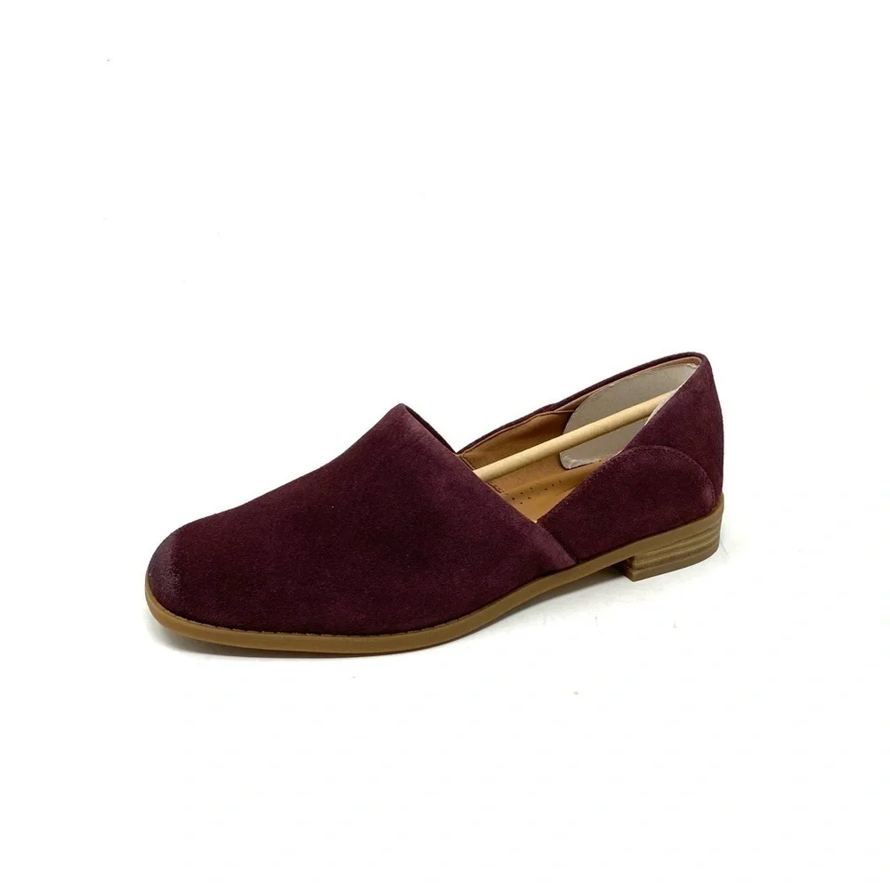 Clarks Women's Pure Belle Slip-On Burgundy Suede - 26168761